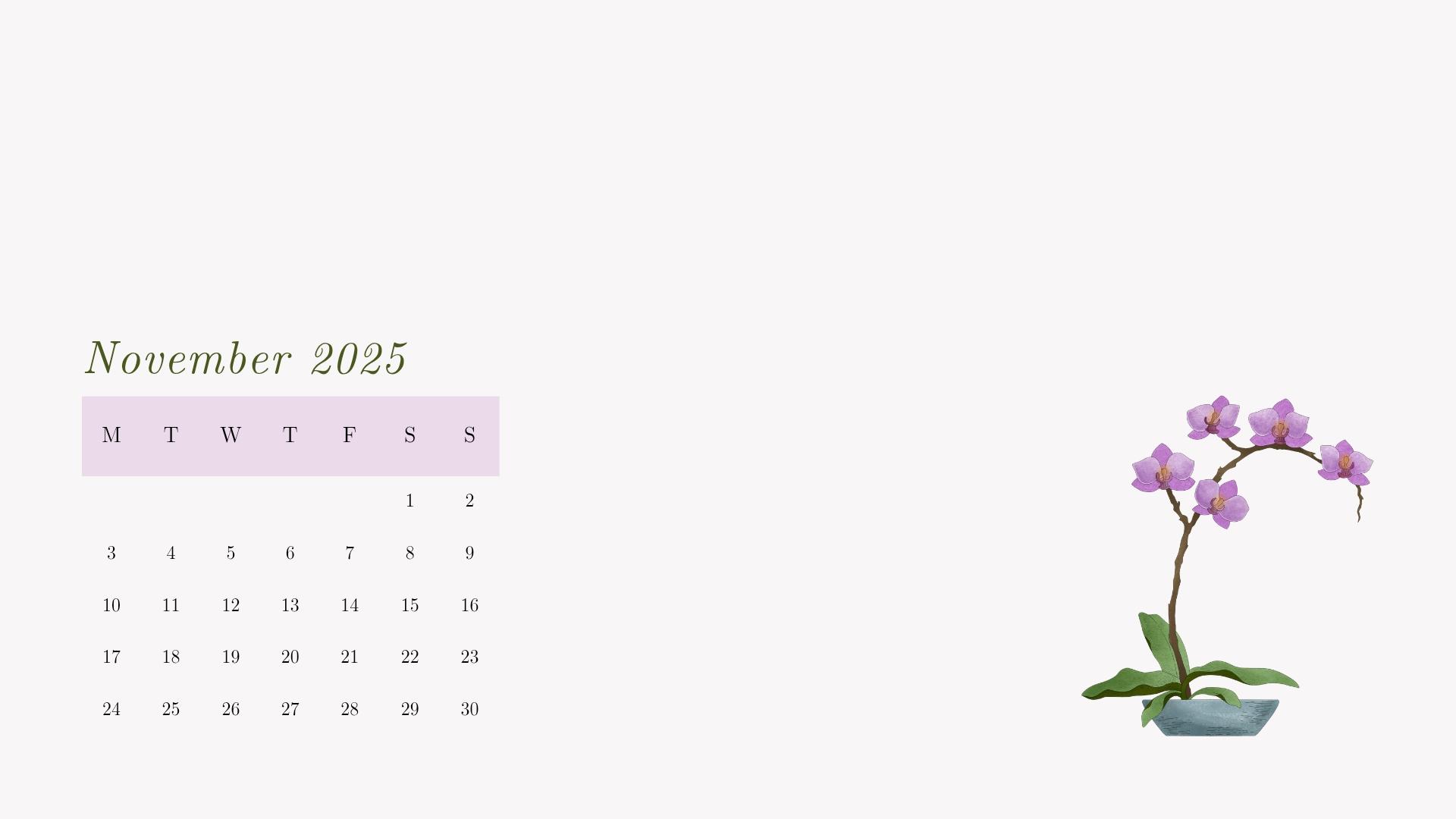 Free Downloadable November 2025 Calendar Minimalistic Design